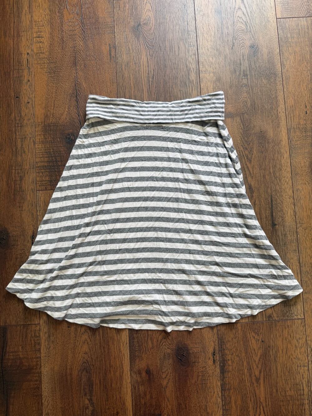 Y2K Coastal Gap Gray White Striped Foldover Waist Skater Skirt XS